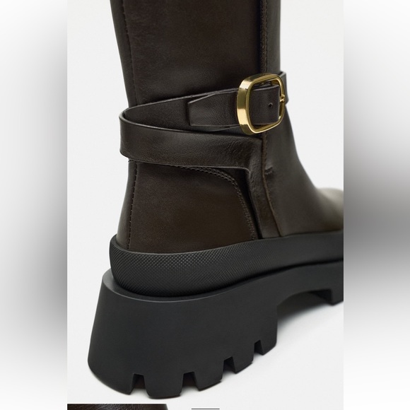 Zara lug sole leather ankle boots - Picture 7 of 8